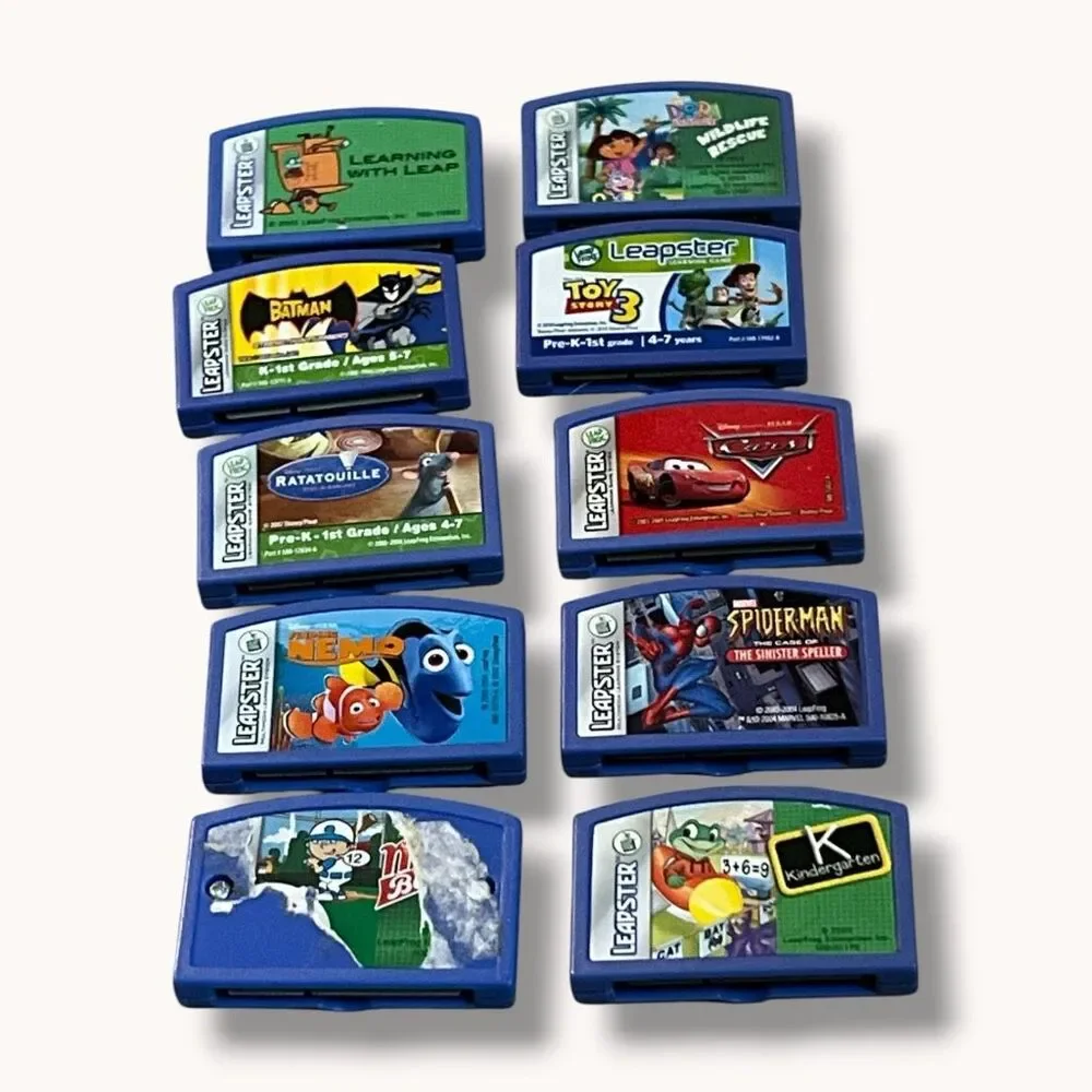 LeapFrog Leapster Learning Game Cartridge Lot of 10 Disney Marvel Label Damage
